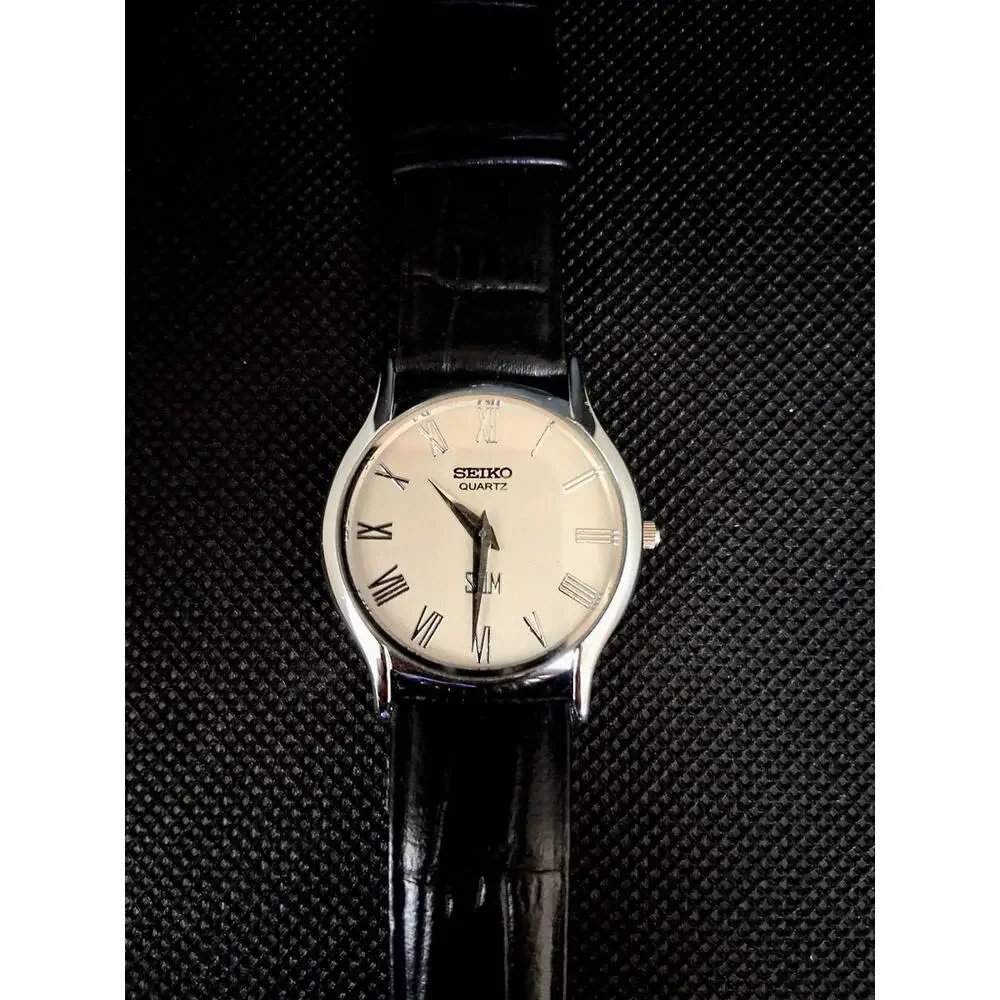RARE Seiko Super Slim Vintage Men's Leather Dress Watch